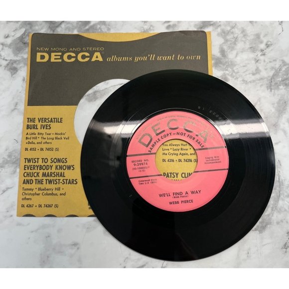 Webb Pierce Any Old Time / We'll Find a Way 45 Country Promo DECCA 9-29974 - Picture 4 of 4